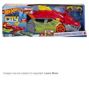 Hot Wheels NWT City Dragon Launcher Transporter - Red and Yellow
